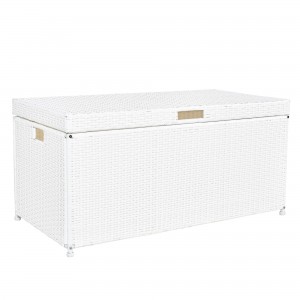White Wicker Patio Furniture Storage Deck Box