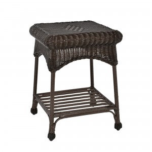 Outdoor Espresso Wicker Patio Furniture End Table