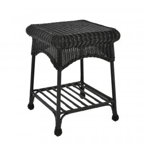 Outdoor Black Wicker Patio Furniture End Table
