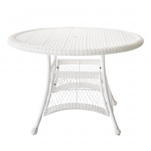 White Wicker 44 Inch Round Dining Table