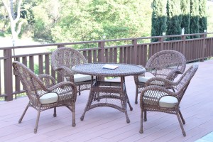 5pc Santa Maria Honey Wicker Dining Set - Tan Cushions