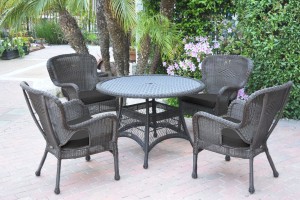 5pc Windsor Espresso Wicker Dining Set with Black Cushions