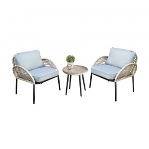 3PC ROPE WICKER CUSH CHAT SET GREY
