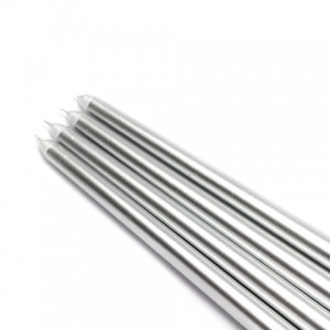 12 Inch Metallic Silver Taper Candles (1 Dozen)