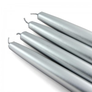 6 Inch Metallic Silver Taper Candles (1 Dozen)