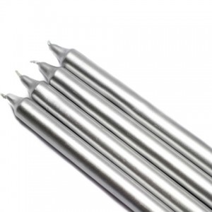 10 Inch Metallic Silver Straight Taper Candles (144pcs/Case) Bulk