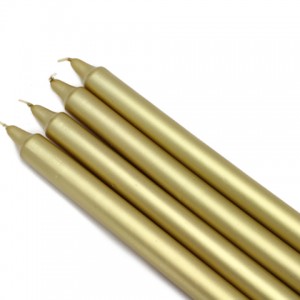 10 Inch Metallic Gold Straight Taper Candles (1 Dozen)