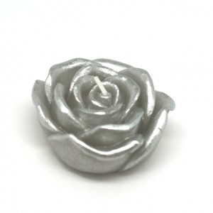 3 Inch Metallic Silver Rose Floating Candles (144pcs/Case) Bulk