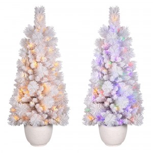 4.5Ft Pre-Lit White Flocked Tree with MgO Pot