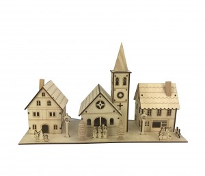 Plywood Laser Cut Village with Lights