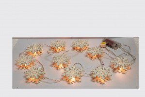Wooden Snowflake String Lights (Set of 10)
