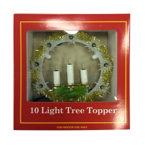 10 Lite Tree Topper W/Candle-Clear Light