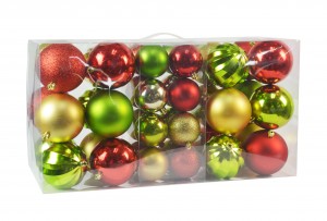 40Pk Christmas Ornament- Red/Gold/Green