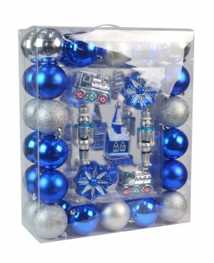 50Pk Christmas Ornament-Blue And Silver