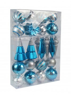 27Pk Christmas Ornament-Blue And Silver