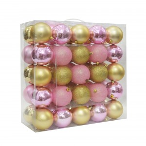 Combo 50Pk 3 Inch Shiny Glitter Square-Gold/Pink Christmas Ornament