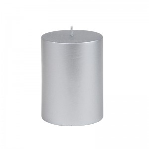 3 x 4 Inch Metallic Silver Pillar Candle