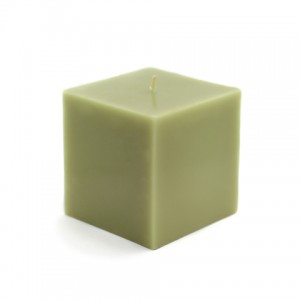 3 x 3 Inch Sage Green Square Pillar Candles