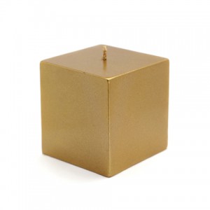 3 x 3 Inch Metallic Bronze Gold Square Pillar Candles