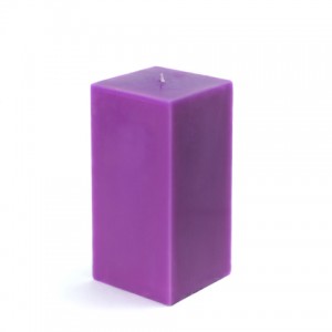 3 x 6 Inch Purple  Square Pillar Candle