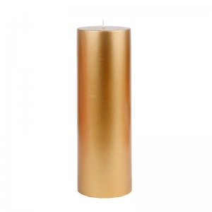 3 x 9 Inch Metallic Bronze Gold Pillar Candle