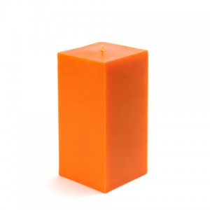 3 x 6 Inch Orange Square Pillar Candle  (12pcs/Case) Bulk