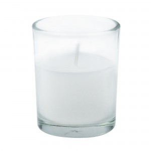 White Round Glass Votive Candles (12pc/Box)