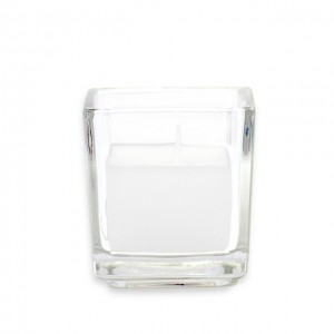 White Citronella Square Glass Votive Candles (12pc/Box)