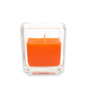 Orange Square Glass Votive Candles (96pcs/Case) Bulk