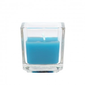 Turquoise Square Glass Votive Candles (12pc/Box)
