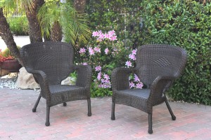 Set of 2 Windsor Espresso Resin Wicker Chair without Cushions