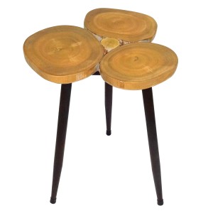 Triple Ring Wooden Accent Table