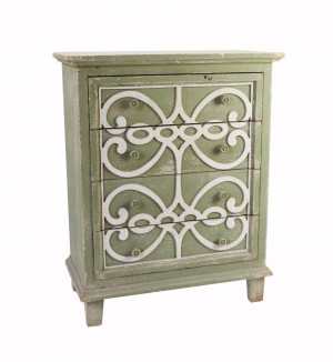Sage Green 4-Tiered Drawer with White Pattern