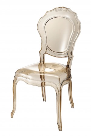 Amber-colored Plastic Armless Chair (Set of 2)