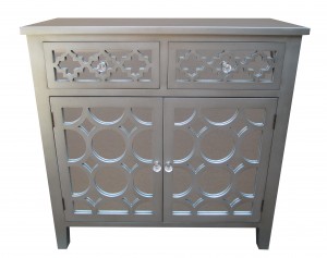 32 Inch H Grey Wooden Accent Cabinet