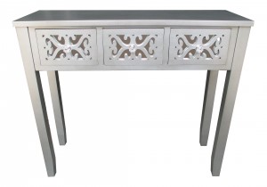 32"H Grey Wooden 3 Drawer Console Table