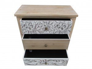 27.36"H Wood,White wooden Cabinet in/3 Drawers
