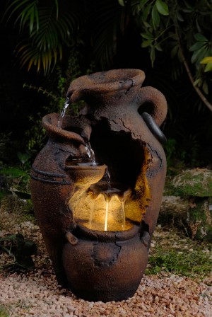Old Fashion Pot  Outdoor Fountain with Led Light