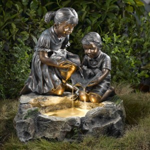 Fratelli Siblings Rock Outdoor/Indoor Fountain with Light