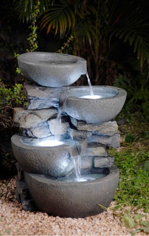 Modern Bowls Fountain with Led Lights
