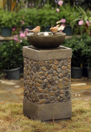 Two Layers and Birds Fountain with Led Light