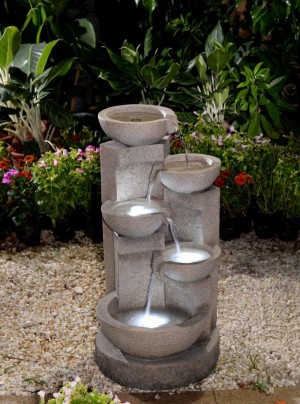 Multi-tier Bowls Water Fountain with Led Light