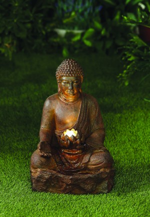 Rustic Buddha Water Fountain with LED Lighting