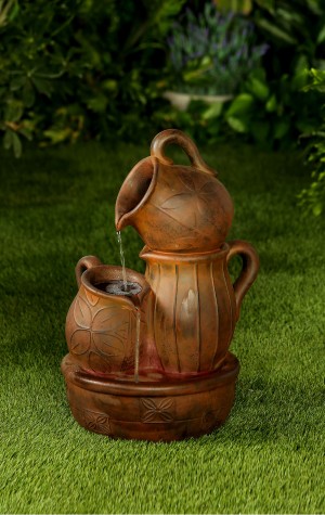 Distressed-Bronze Polyresin Water Fountain