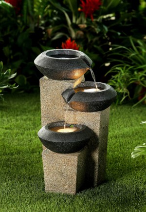 Three-Tiered Modern-Style Illuminated Water Fountain