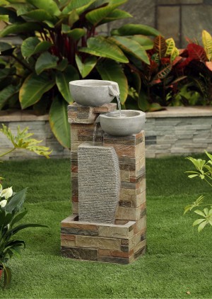 Brick wall fountain