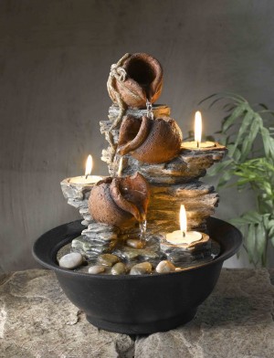Tavolo Luci Mini Pot Tabletop Fountain with Candle