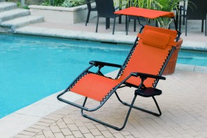 Set of 2 Oversized Zero Gravity Chair with Sunshade and Drink Tray - Orange