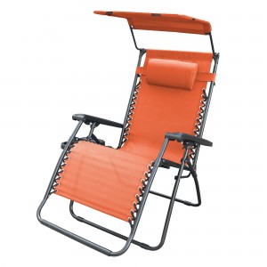 Oversized Zero Gravity Chair with Sunshade and Drink Tray - Orange