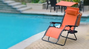 Oversized Zero Gravity Chair with Sunshade and Drink Tray - Orange